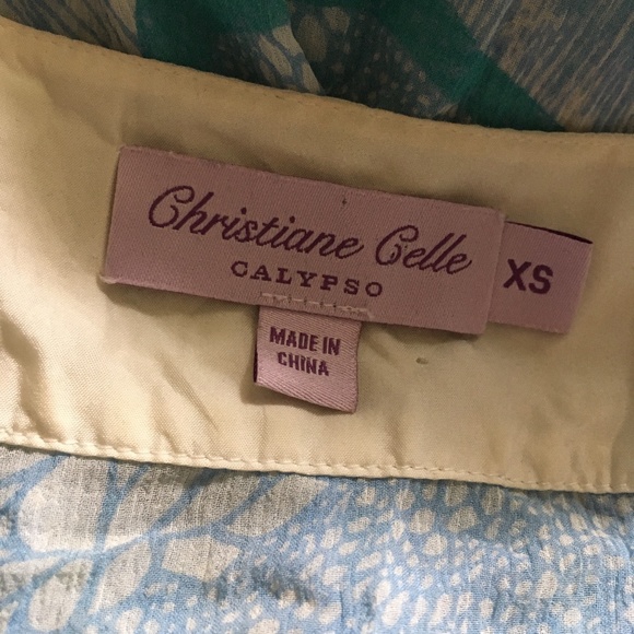 CHRISTIANE CELLE CALYPSO Pure Silk Chiffon Embellished Beach Blouse XS - Picture 6 of 7